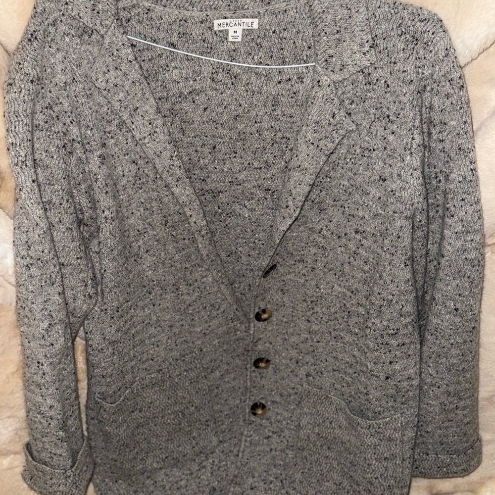 J. Crew Marled Gray Button Front Cardigan